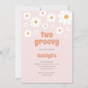 Retro Two Groovy 70's Style Birthday Invitation