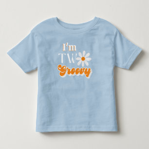 Retro Two Groovy Boys 2nd Birthday Toddler T-Shirt