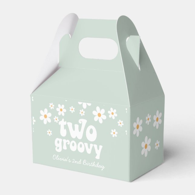 Retro two Groovy Daisy Favour Favour Box (Front Side)