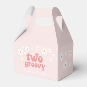 Retro two Groovy Pink Daisy Favour Favour Box