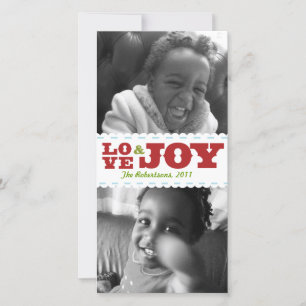 Retro Two Photo Holiday Joy Photo Card