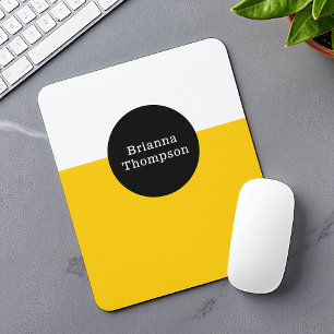Retro Two Tone Colour Block Deep Yellow Mouse Mat