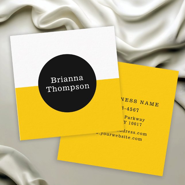 Retro Two Tone Colour Block Mustard Yellow Square Business Card (Creator Uploaded)