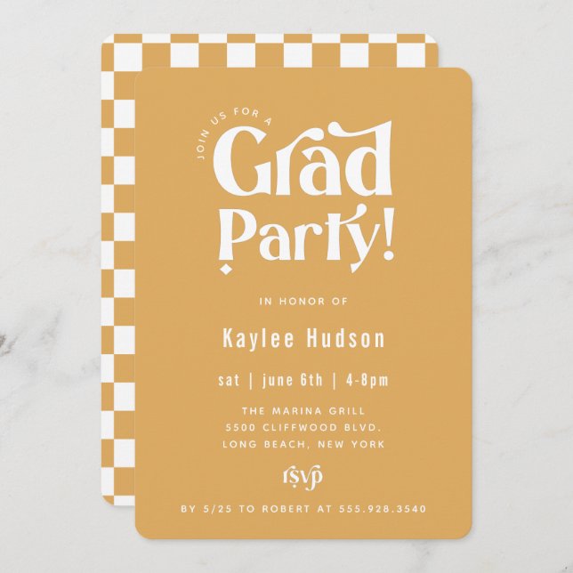 Retro Type Graduation Party Invitation (Front/Back)