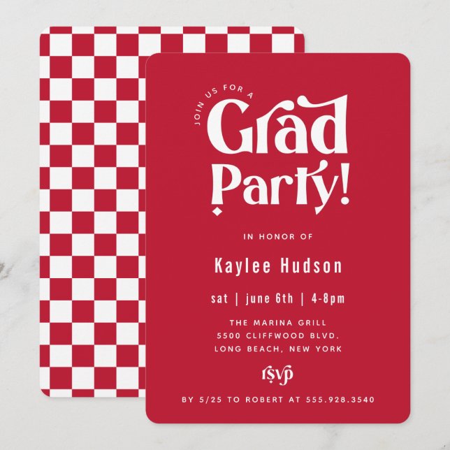 Retro Type Graduation Party Invitation (Front/Back)