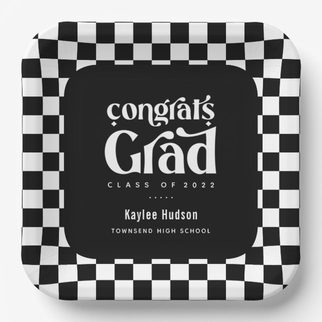 Retro Type Graduation Party Paper Plate (Front)