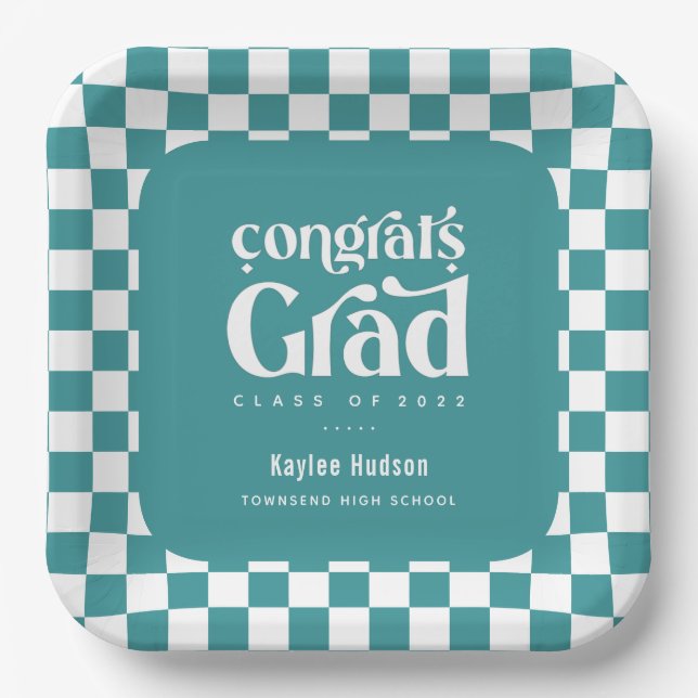 Retro Type Graduation Party Paper Plate (Front)