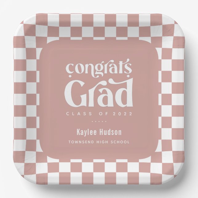 Retro Type Graduation Party Paper Plate (Front)