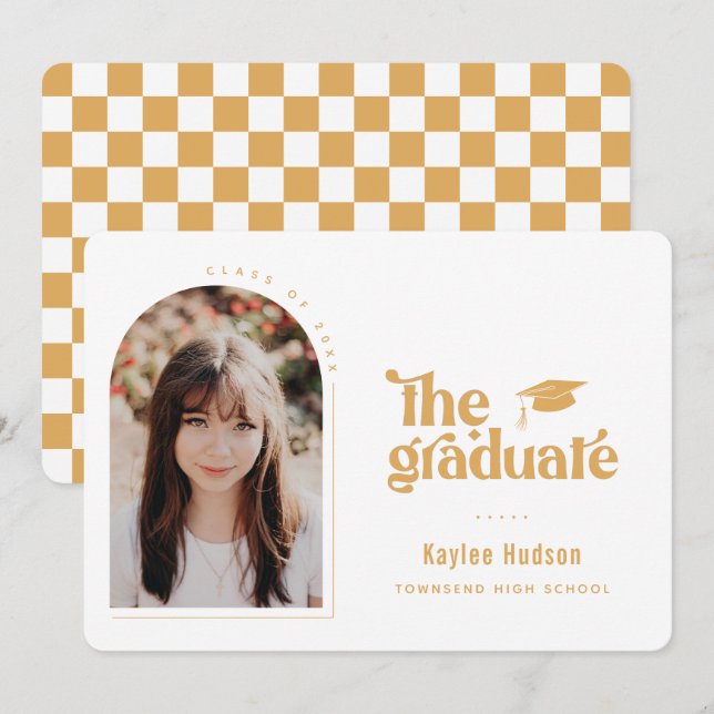 Retro Type Graduation Photo Announcement (Front/Back)