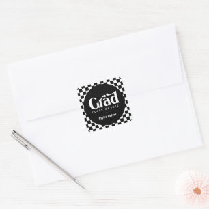 Retro Type Graduation Square Sticker