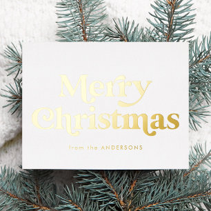 Retro Type Merry Christmas Non-Photo Gold Foil Holiday Postcard