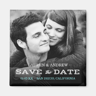 Retro Type Photo Personalised Save the Date Magnet
