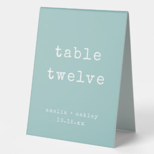 Retro Typewriter Aqua Blue Custom Wedding Number