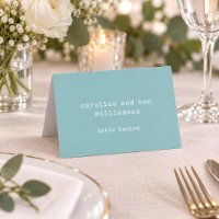 Retro Typewriter Aqua Custom Wedding Escort Card