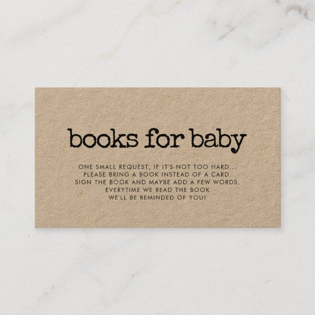 Retro typewriter baby shower book request card (Front)