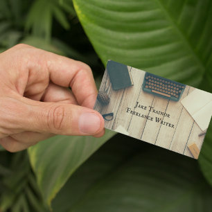 Retro Typewriter Desk QR Code Business Card