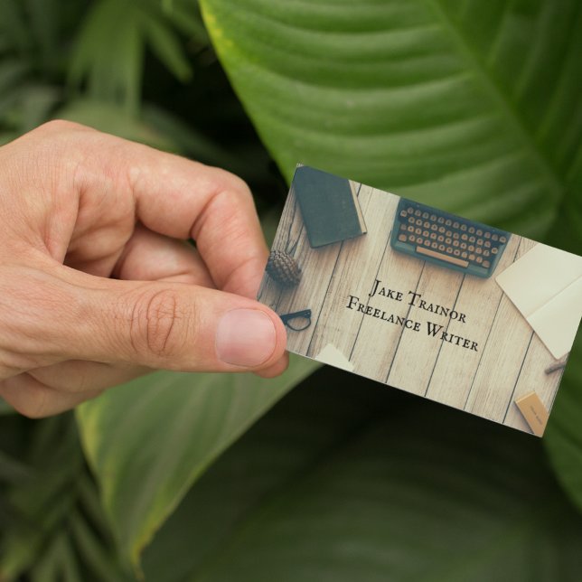 Retro Typewriter Desk QR Code Business Card (Creator Uploaded)