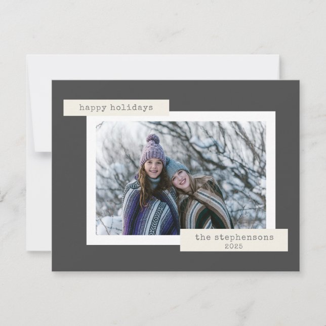 Retro Typewriter Family Photo Minimalist Holiday  (Front)