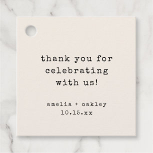 Retro Typewriter Ivory Custom Wedding Thank You Favour Tags