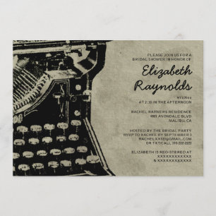 Retro Typewriter Keys Bridal Shower Invitations