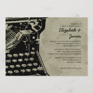 Retro Typewriter Keys Wedding Invitations