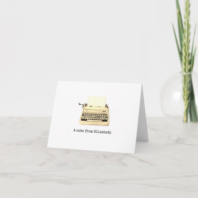 Retro Typewriter Personalised Chic Sepia Note Card (Front)