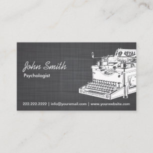 Retro Typewriter Psychologist Linen Business Card