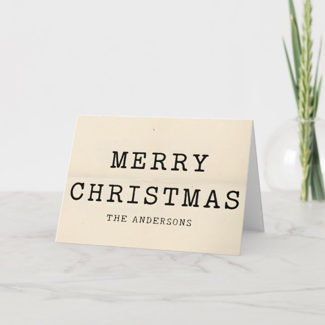 Retro Typewriter Script Merry Christmas Holiday Card (Front)