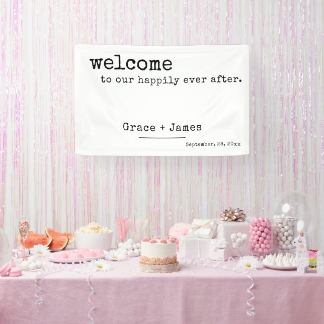 Retro Typewriter Typography Welcome Wedding Banner (Party)