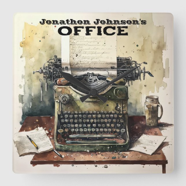 Retro Typewriter Wall Clock (Front)