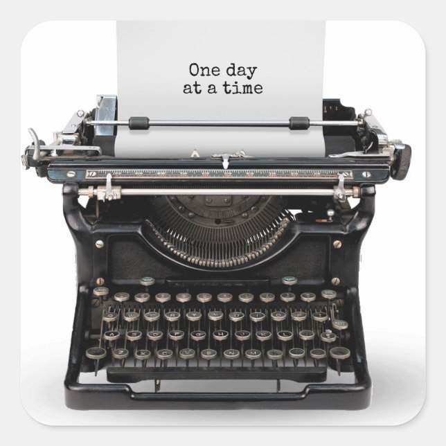 Retro Typewriter With Quote Square Sticker (Front)