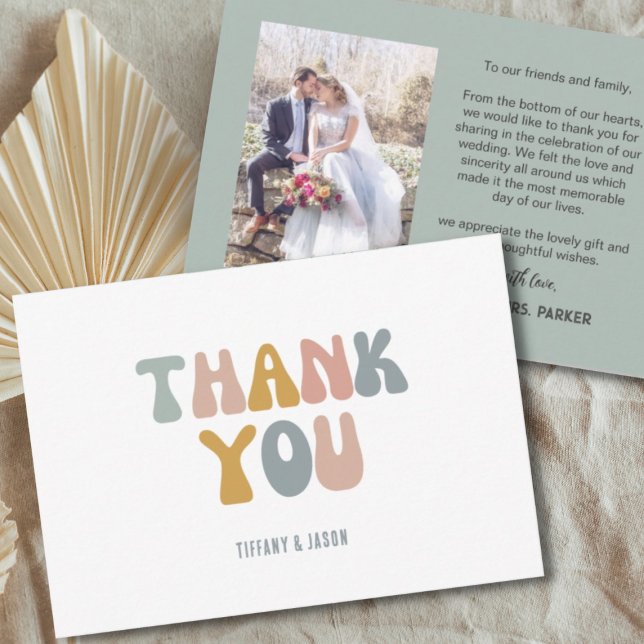 Retro Typography 1 Photo Modern Wedding Thank You  (Creator Uploaded)