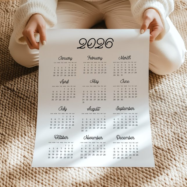 Retro typography 2026 calendar poster (Creator Uploaded)