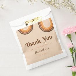 Retro Typography 70s Rainbow Thank You Wedding Fav Favour Bags