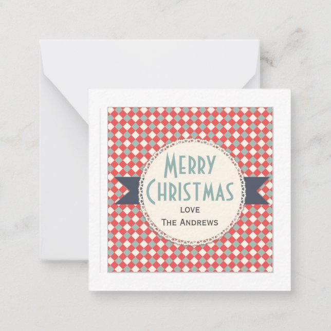 Retro Typography and Pattern Happy Holidays Card (Back)