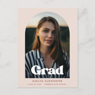 Retro typography arch design Graduation photo Postcard