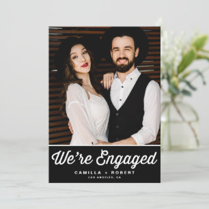 Retro Typography Black Photo Engagement Announcement