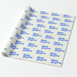 Retro Typography Bright Blue Happy Everything Wrapping Paper<br><div class="desc">Celebrate all the winter holidays with this groovy wrapping paper featuring the expression - happy everything - with retro style typography in a blue and white colour palette.</div>