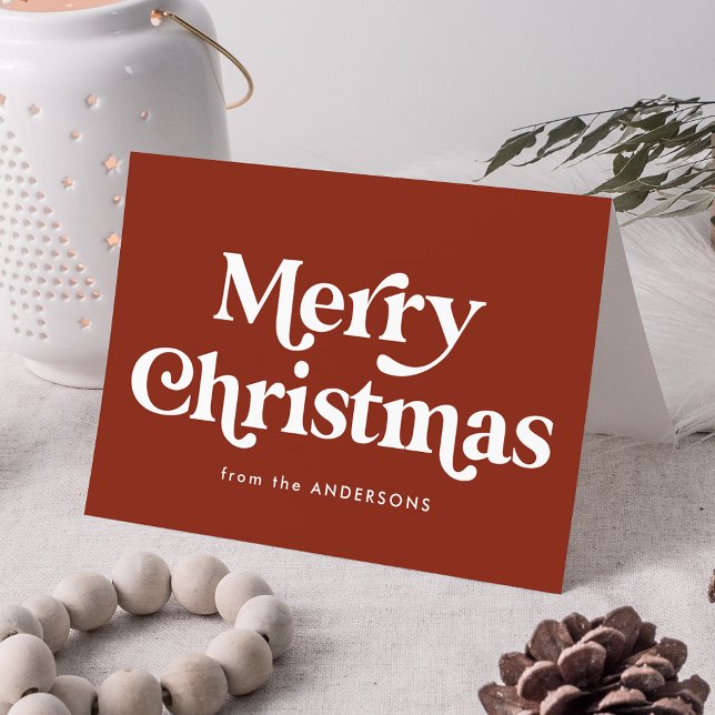 Retro Typography Brown Merry Christmas Non-Photo Holiday Card (Creator Uploaded)