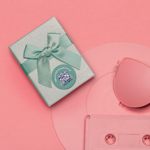 Retro Typography Business Social Media QR Code Classic Round Sticker