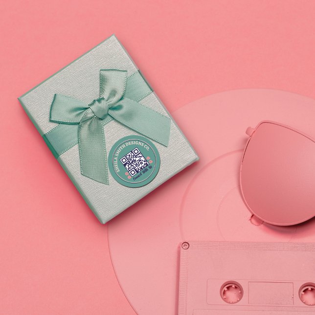 Retro Typography Business Social Media QR Code Classic Round Sticker (Creator Uploaded)