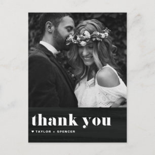 Retro Typography Chalkboad Wedding Thank You Postcard