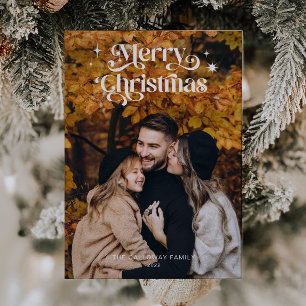 Retro Typography Christmas Photo Holiday Card