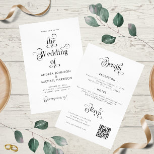 Retro Typography Clean White All In One QR Code Invitation