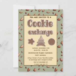 Retro typography Cookie exchange party Invitation