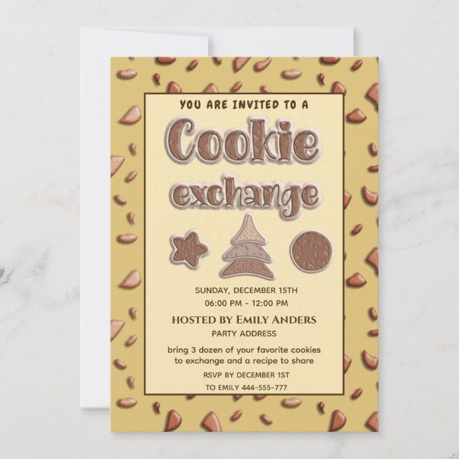 Retro typography Cookie exchange party  Invitation (Front)