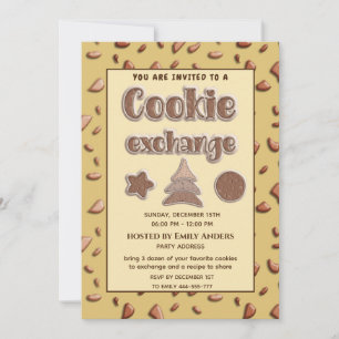 Retro typography Cookie exchange party Invitation
