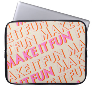 Retro typography, diagonal, 'Make It Fun'. Laptop Sleeve