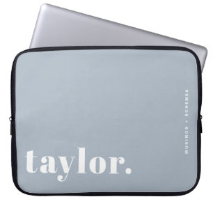 Retro Typography Dusty Blue Personalised Laptop Sleeve