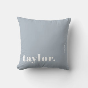 Retro Typography Dusty Blue Personalized Cushion